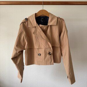Forever 21 Cropped Utility Jacket Tan Old Money Trench Style S
